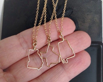 Personalized Necklace - Texas Necklace - Small Texas Necklace - Bridesmaid Gift - Travel - State Necklace Gift for Her - Home State Outline
