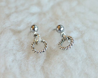 Surgical Steel Post Earrings - Small Textured Hoops (Hypoallergenic Earrings for Sensitive Ears // Surgical Steel Stud Earrings)