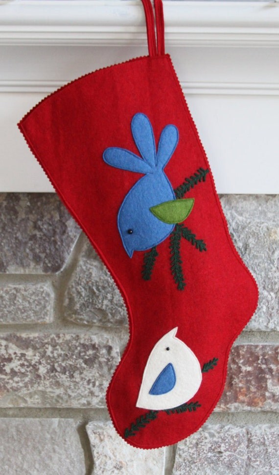 Handmade Wool Felt Christmas Stocking Celebrate with a pair
