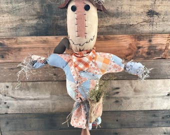 Primitive Scarecrow Make-do made from Vintage Cutter Quilt