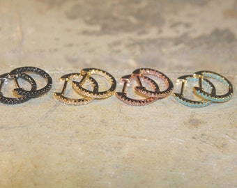 8 STYLES AVAILABLE - Tiny Vermeil & Rose Gold Turquoise Zircon hoop huggies earrings with Zircon