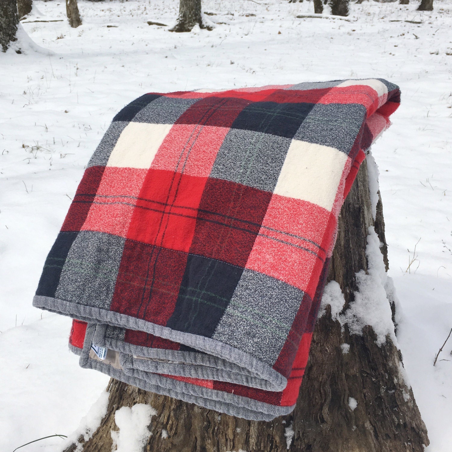 Red Plaid Crib Bedding Quilt / Buffalo Plaid Quilt / Rustic