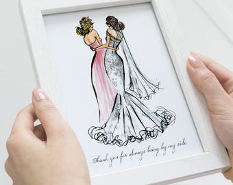 Will you be my Maid of Honor gift sister, Thank you for being my Maid of Honor proposal sister, MOH gift, Pick your skin, hair, dress color