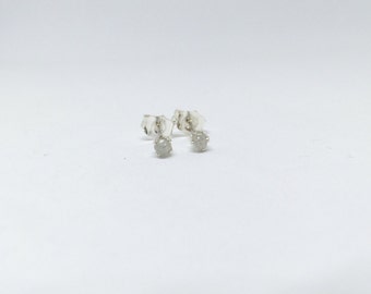 Rough diamond earrings, 925 solid sterling silver studs, rough gem silver studs, rough gem earrings, 925 silver rough diamond studs, bridal