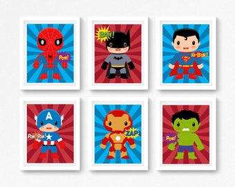 Superhero Wall Art, Superhero Prints, Boys Bedroom Decor, Superhero Bedroom Art, Superhero Gift for Boy, Superhero Nursery Decor, Baby Boy
