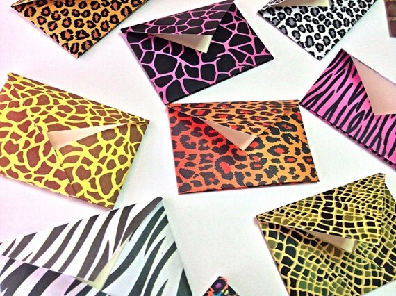 15 mini envelopes 3x2 animal print by LaPetiteCharmerie on Etsy