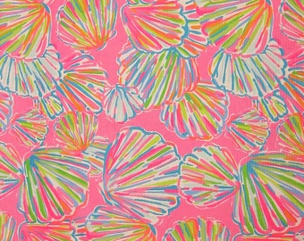 1 Yard 36" x 55" New Lilly Pulitzer Jacquard Cotton Fabric " Pink Shellabrate "
