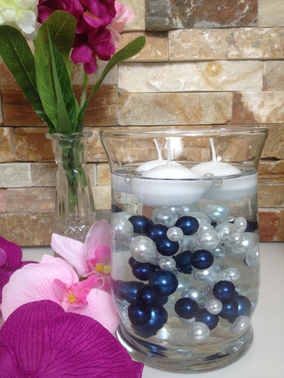 Easy DIY Floating Pearl Centerpiece 90pc Navy Blue/White