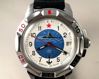BRAND NEW Russian Military men's watch Vostok "Komandirskie ". This army watch comes with brand new leather strap.