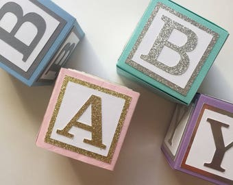 Medium Custom Baby Blocks // Name Blocks // Alphabet Blocks // Baby Shower Decorations // Personalized Blocks // 4 Inch Blocks