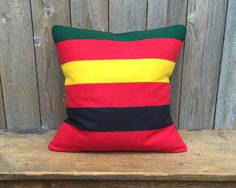 Rainier National Park Wool pillow cover -Striped Pillow Cover- Oregon Wool pillow - Cabin Chic-Lake House-Red yellow Black Green Pillow