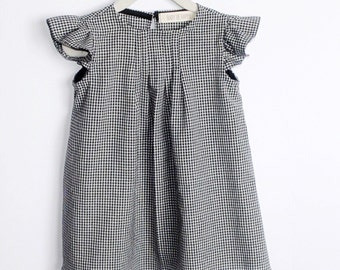 Black Gingham dress, baby gingham dress, girls gingham dress, black gingham baby dress, black gingham girls dress, Easter dress, baby easter