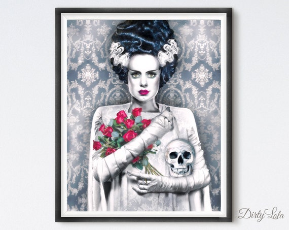 Bride of Frankenstein Gothic Illustration Art Print