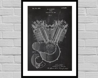 Harley Davidson Motorcycle Blueprint Patent Poster, Wall Art Poster, Harley Motorcycle Print, Wall Art Poster, Patentprints, Harley Art