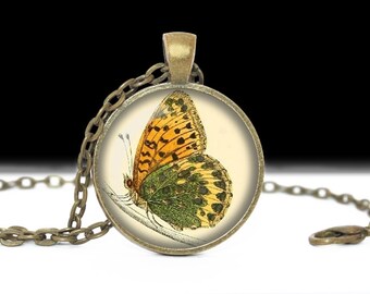 Butterfly Pendant Butterfly Jewelry Wearable Art Butterfly Necklace Green Butterfly Jewelry Charm Butterfly Photo Pendant