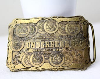 UNDERBERG since 1846 brass belt buckle vintage men and women belt vintage clothing second hand fashion Made in Germany