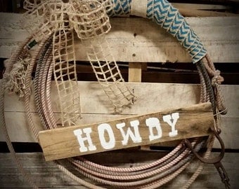 Authentic Western Lasso Rope Wreath Howdy Wreath Cowboy Wreath