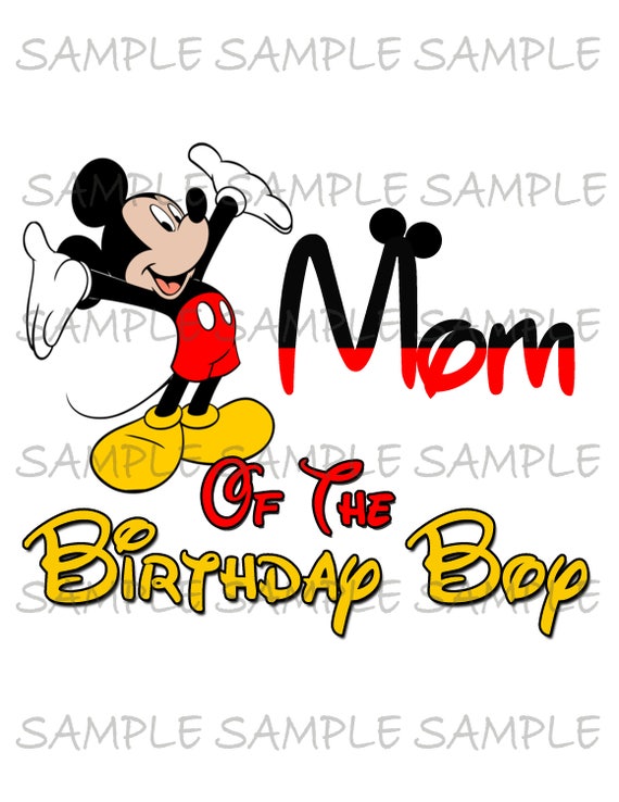 Mom of the Birthday Boy Mickey Mouse Iron on IMAGE Mouse Ears Printable Clip Art Disney Shirt Party T-shirt Transfer Download Il_570xn