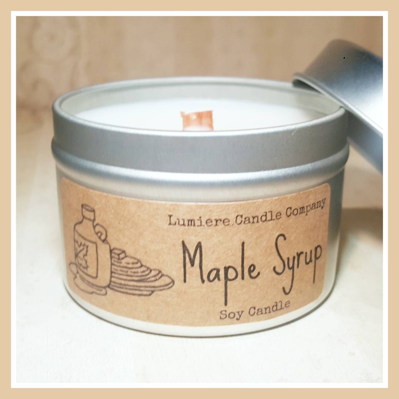 MAPLE SYRUP scented Soy Candle Tin Scented Soy Candles Hand