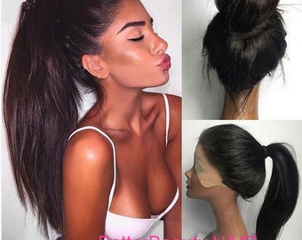 100% unprocessed human hair wigs full lace wigs silk straightwomen hair wigs can make ponytail