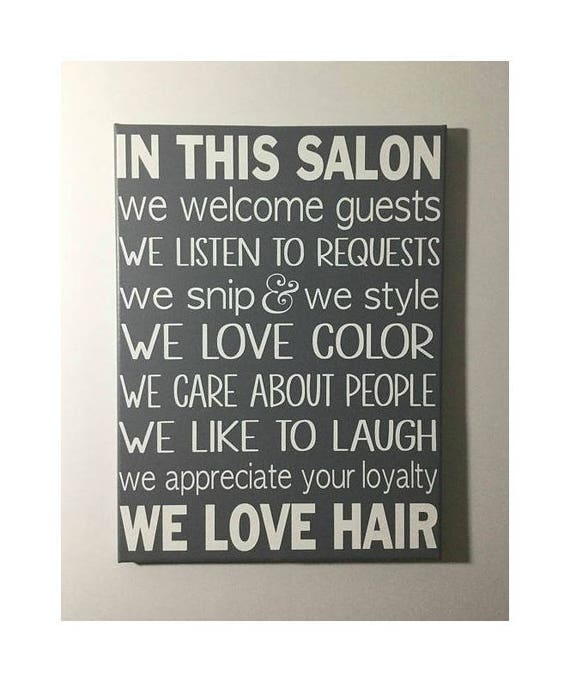 Hair salon rules sign painted canvas sign salon decor