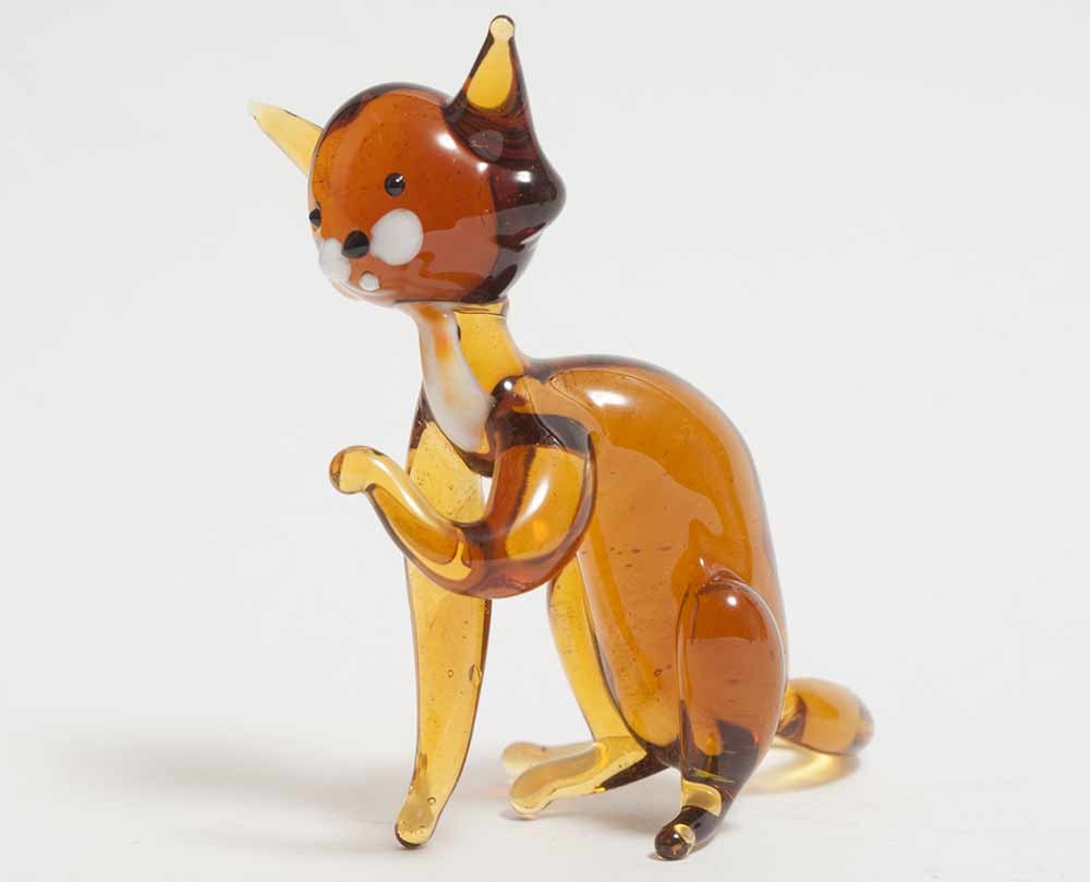 hand blown glass cat