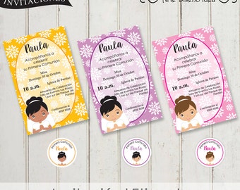 invitacion de comunion niña imprimible primera comunion invitaciones first communion invitation in spanish comunion en español digital file