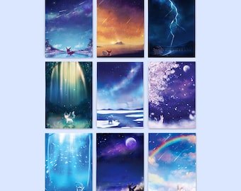Pokemon Eeveelutions Postcard Set: Eevee, Jolteon, Flareon, Sylveon, Umbreon, Espeon, Vaporeon, Leafeon, Glaceon, 4" x 6" postcards