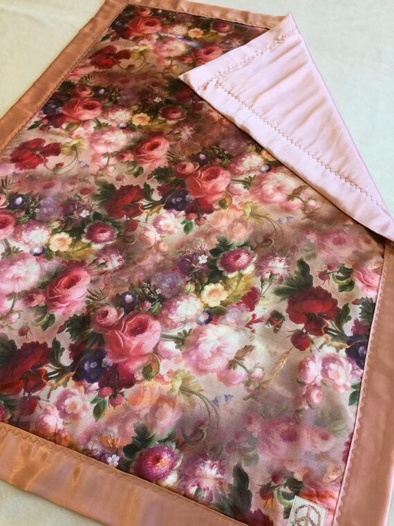 Baby Blanket, Silky Baby Blanket, Baby Shower Gift, Baby Girl, , Silky, Lovey, Peaceful Dreams, Crib Blanket, Floral Blanket, Homemade