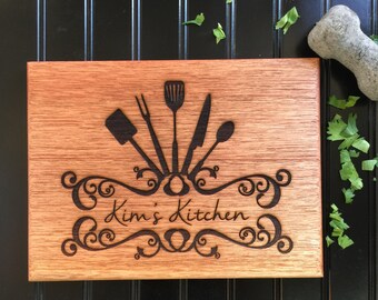 Cutting Board, Custom Cutting Board, Moms Kitchen, Christmas Gift, Gift for Mom, Engraved Board, Mahogany Cutting Board