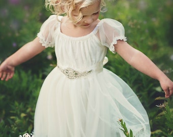 Flower Girl Dress, Flower Girl Dresses,Country Rustic Wedding Dress lace flower girl dress, Ivory lace dress,Baby toddler flower girl dress