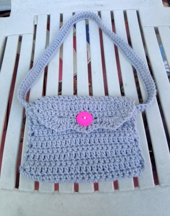 Gray Crocheted Kids Purse Little Girls Pocketbook Crocheted