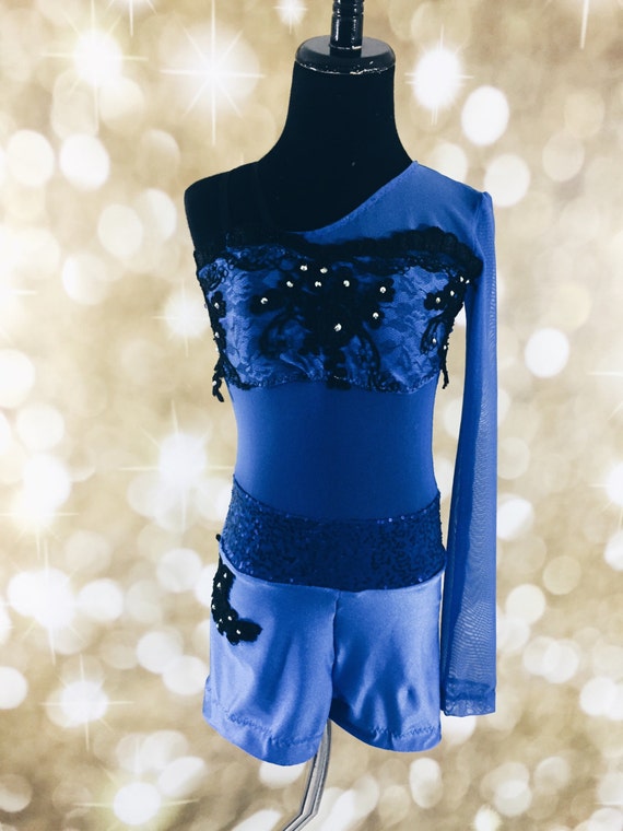 Jazz dance costume blue/ black jazz Dance Costume Dance