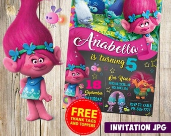 Trolls Invitation, Trolls Party, Trolls Birthday Invitation, Girl Trolls Invitation, Boy Trolls Invitation, Trolls Theme Printables