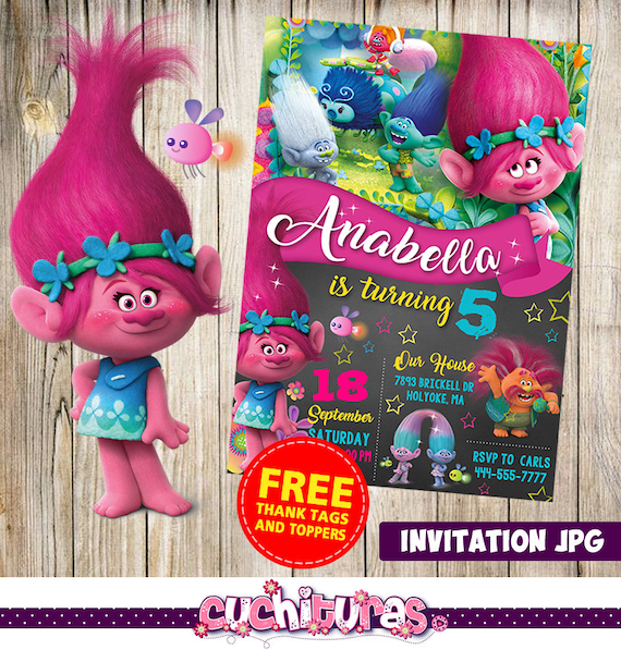 Trolls Invitation Trolls Party Trolls Birthday Invitation