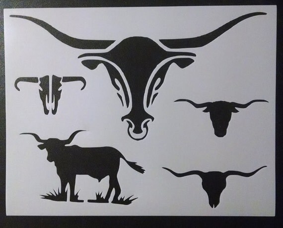 Longhorn Steer Bull Long Horn Skull Custom Stencil FAST FREE