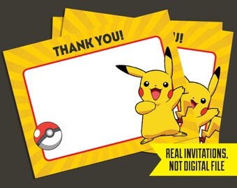 Pokemon Thank You Cards - Pokemon Birthday - Pikachu - Thank You