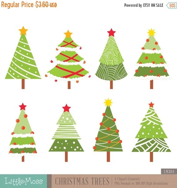 30% OFF SALE Christmas Trees Digital Clipart by LittleMoss on Etsy