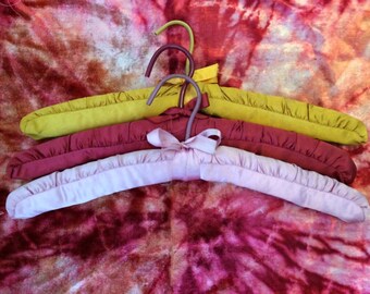 Vintage Padded Lingerie Hangers - Set of 3 - Burgundy, Pink and Yellow