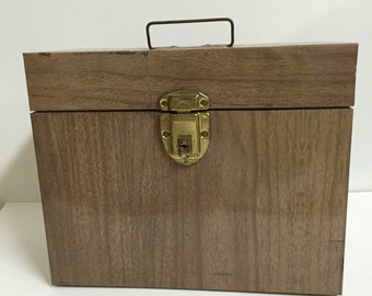 Vintage Faux Wood Metal File Box/ Vintage Metal Box/ VIntage Storage