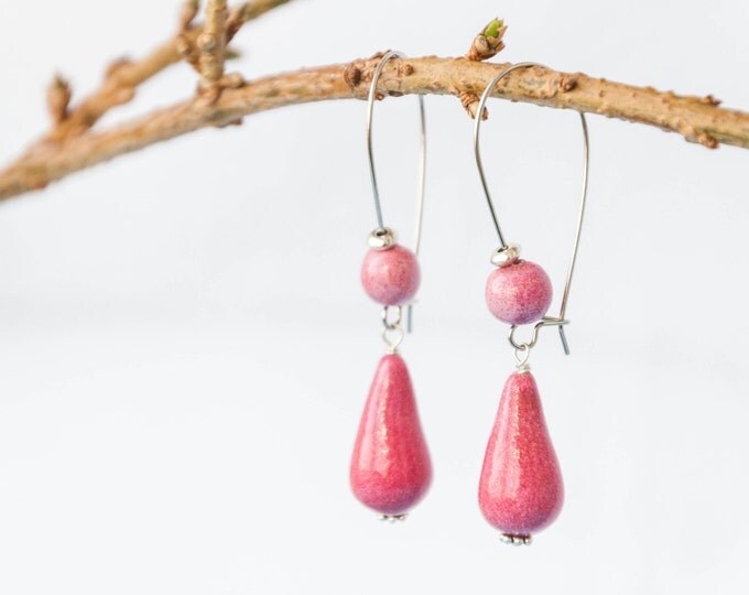 Fuschia earrings, Fuschia pink earrings, Fuchsia earrings, Fuchsia pink earrings, Hot pink earrings, Hot pink drop earrings