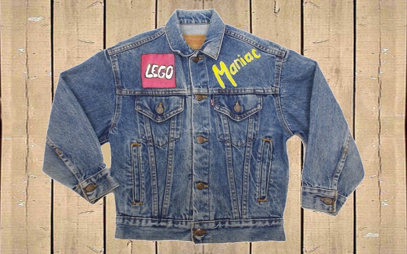 Vintage Kids Levis Vintage Levis Usa 57508 Denim Trucker Jacket Boys Kids Childs Customised Painted Lego Maniac Blue Stonewash Size Small