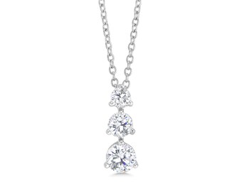 Triple Stone Drop, CZ Necklace, Wedding Necklace, Bridal Jewellry, Crystal Necklace, Statement Necklace, 3 Stone Necklace, Classic Necklace