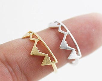 Hiking gift, Mountain Ring,Mountains range, Nature lover gift, rock climbing gift, skier, snowboarder ring, mountain jewelry, stackable ring