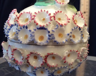 Vintage Jewelry Trinket Holder-Flowered Pottery