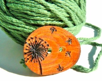 Cypress wood button, Dandelion button, wood buttons for knitting, crocheting, sewing and scrapbooking