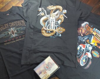 hd t-shirt vintage t Harley Davidson Unworn 90s tee 80s and 90s AUTHENTIC Tee SIZE L mens. Unworn. 3D HD large vintage t