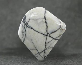 Spiderweb Jasper Designer Cabochon, Natural Black and White Spiderweb Gemstone Cabochon, Gray Black Veining, Jewelry Cabochon