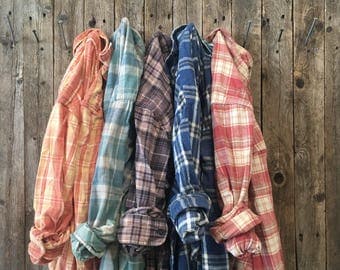 Custom Vintage Sun-Faded Flannel, Spring Bridesmaid Flannel, Soft Flannel, Summer Bridesmaid Gift, Rustic Wedding Flannel Custom Order