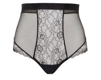 BLACK ORCHID High Waist Panties Backseam handmade lingerie boudoir